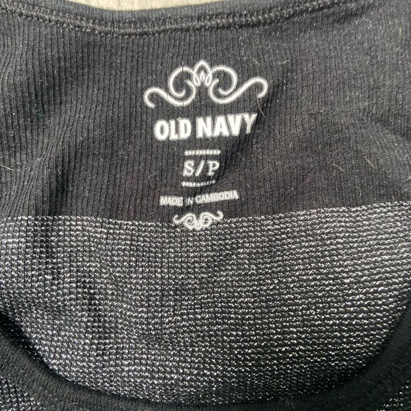 Old Navy Sparkle Stripe Ribbed Stretch Tank Top Black Size Small - Picture 2 of 8